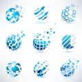 Abstract globe and puzzle symbol set Royalty Free Stock Photo