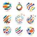 Abstract globe and puzzle symbol set Royalty Free Stock Photo