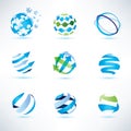 Abstract globe symbol set, communication and technology icons Royalty Free Stock Photo