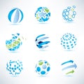 Abstract globe symbol set, communication and technology icons Royalty Free Stock Photo