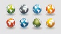 Abstract globe symbol set, communication and technology icons, internet and social network concept, Generate Ai Royalty Free Stock Photo