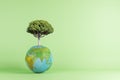 Abstract globe with tree on background with mock up place. World, earth, ecology and planet concept. 3D Rendering Royalty Free Stock Photo