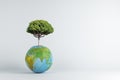 Abstract globe with tree on background with mock up place. World, earth, ecology and planet concept. 3D Rendering Royalty Free Stock Photo