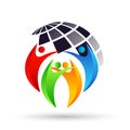 Abstract globe world colorful people report wellness together logo icon element concept vector illustrations on white background