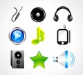 Abstract glossy music icon set Royalty Free Stock Photo