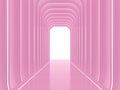 Abstract glossy pink space background decorate with led stripe light 3d render