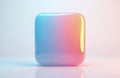 Abstract glossy rounded rectangle shape features pastel gradient colors. Blue, pink, yellow hues blend smoothly on soft modern Royalty Free Stock Photo