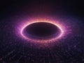 Abstract glow Digital Circles of Particles with Noise. Futuristic Circular Sound Wave Virtual Space VR Cyberspace