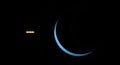 Abstract Crescent Moon and Line on Black Background Royalty Free Stock Photo