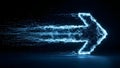 Abstract glowing blue arrow formed by digital network particles moving forward Royalty Free Stock Photo