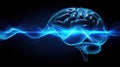 Abstract glowing blue brain showing alpha rhythms flowing, promoting mental sharpness and cognitive stimulation Royalty Free Stock Photo