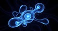 Abstract glowing blue cellular structure with energy connections Royalty Free Stock Photo