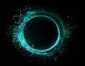 Abstract Glowing Blue Circle with Sparkles on a Dark Background Royalty Free Stock Photo