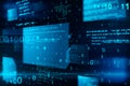 Abstract glowing blue coding backdrop. Binary code, technology, data and internet concept.