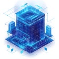 Abstract glowing blue digital network data center server technology illustration Royalty Free Stock Photo