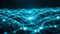 Abstract glowing blue digital network with interconnected data points Royalty Free Stock Photo