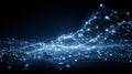 Abstract glowing blue digital network visualization showcasing interconnected nodes and lines rising dynamically like a futuristic Royalty Free Stock Photo