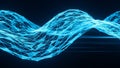 Abstract glowing blue digital network wave structure on dark background Royalty Free Stock Photo
