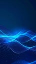 Abstract Glowing Blue Digital Wave Particles Background With Dark Blue Gradient Royalty Free Stock Photo