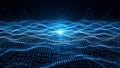 Abstract glowing blue digital wave pattern with light particles background bright Royalty Free Stock Photo
