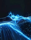 Abstract glowing blue digital wave pattern with light particles dark background Royalty Free Stock Photo
