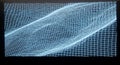 Modern abstract glowing blue digital wireframe grid demonstrating a wavy 3D data visualization Royalty Free Stock Photo