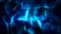 Abstract glowing blue energy particles forming dynamic waves and streams of digital light Royalty Free Stock Photo