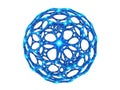 Abstract glowing blue geometric sphere with intricate interconnected nodes and lines on a black background Royalty Free Stock Photo