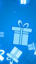 Abstract glowing blue gift box pattern with ribbons, symbolizing celebration, holidays, and surprises Royalty Free Stock Photo