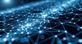 Abstract glowing blue network of interconnected luminous nodes and lines creating a complex digital data visualization pattern Royalty Free Stock Photo