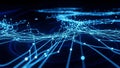 Abstract glowing blue network of interconnected nodes and lines on a dark background Keywords: abstract, technology Royalty Free Stock Photo