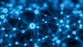 Abstract glowing blue network of interconnected nodes and lines representing data or technology Keywords: abstract Royalty Free Stock Photo