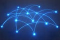 Glowing blue global network connection lines with nodes on transparent background Royalty Free Stock Photo