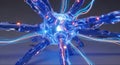 Abstract glowing blue neural network representing artificial intelligence and data flow Royalty Free Stock Photo