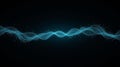 Abstract glowing blue particle wave with twist effect on dark background, futuristic data stream in digital tech and sci-fi. Royalty Free Stock Photo