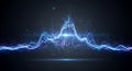 Abstract glowing blue and purple digital sound wave or data visualization with particles Royalty Free Stock Photo