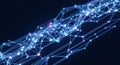 Abstract glowing blue and purple network of interconnected nodes and lines on a dark background Royalty Free Stock Photo