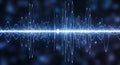 Abstract glowing blue sound wave equalizer pattern with bokeh lights Royalty Free Stock Photo