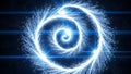 Abstract glowing blue spiral of particles and light streaks on a dark background Royalty Free Stock Photo
