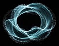Abstract Glowing Blue Swirling Particle Form Against Black Background Royalty Free Stock Photo