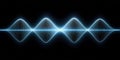 Abstract glowing blue waveforms on dark background, representing energy flow and vibrational frequency patterns. Generative AI Royalty Free Stock Photo