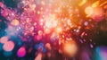 Abstract glowing bokeh light particles creating celebration background Royalty Free Stock Photo