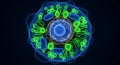 Abstract glowing cell structure biology render Royalty Free Stock Photo