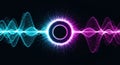 Abstract glowing circle with radiating light and sound waves on a dark background design element Royalty Free Stock Photo