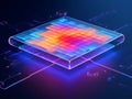 Abstract glowing computer chip or processor with vibrant light patterns Royalty Free Stock Photo