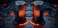 An abstract glowing core element is embedded in a futuristic circuit board design Royalty Free Stock Photo