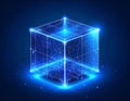 Abstract Glowing Cube A futuristic representation of interconnected data and technology Royalty Free Stock Photo