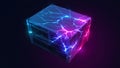 Abstract Glowing Cube Structure With Energetic Neural Network Patterns Royalty Free Stock Photo