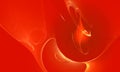 Abstract glowing curves and waves on vivid red background. Attractive and festive digital illustration.