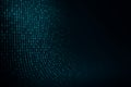 Abstract glowing cyan binary code flowing on a dark digital background Royalty Free Stock Photo